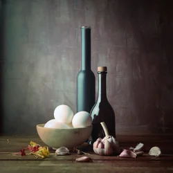 Naturaleza muerta de cocina rústica