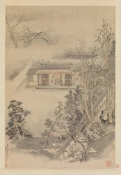 Bebiendo en el jardín de bambúes, 1773.