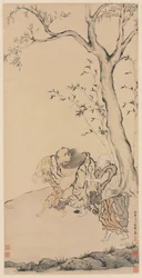 Zhong Kui apoyado por fantasmas