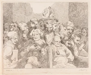 Personajes literarios reunidos en torno al Medallón de Shakespeare