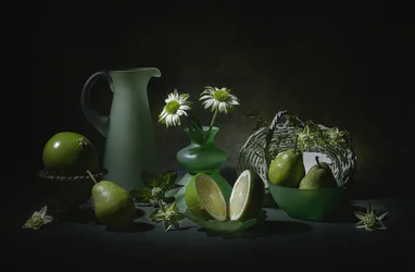 Elegante naturaleza muerta en verde