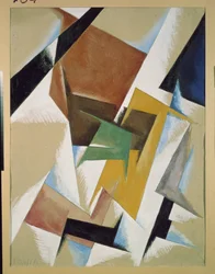 Composición. Obra de Lyubov (Lioubov) Sergeyevna Popova (1889-1924), gouache sobre papel