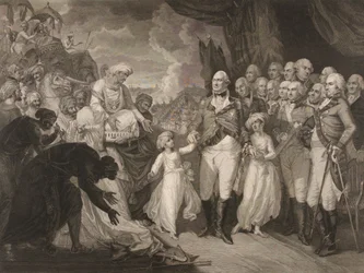 El marqués Cornwallis recibiendo a los príncipes rehenes, hijos de Tippoo Sultan