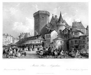 Plaza del Mercado, Angulema, Francia, siglo XIX