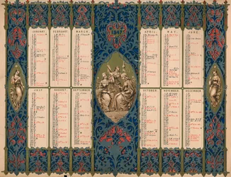 Calendario con días de santos y cumpleaños reales, 1847
