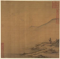 Paisaje con gansos volando