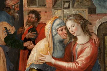Adoración de los Magos, Tríptico, Panel izquierdo: Vida de la Virgen María (detalle)