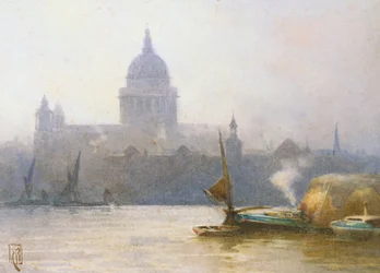 San Pablo desde el río Támesis (acuarela sobre papel)