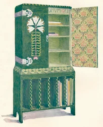 Gabinete de música. De un boceto de M. H. Baillie Scott, siglo XIX