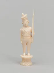 Peón blanco, pieza de ajedrez, India, circa 1820