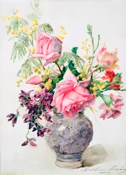 Jarrón de rosas, c1865-1928