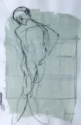 Cuaderno de bocetos 46, 2025 (pintura al temple, carboncillo sobre papel)