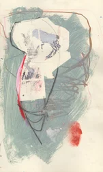 Sketchbook 6, 2024 (pintura al temple, collage, lápiz de color sobre papel)