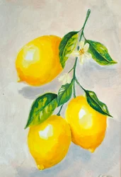 Naturaleza muerta con limones brillantes