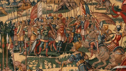 Museo Diocesano (Museo Diocesano). Tapiz flamenco. Bruselas. Taller François Geubels. Serie Historia de Gedeón. El milagro del vellón de lana (Prueba del vellón de lana). Seda y lana. Legado del obispo Vicente Roca de la Serna. Barroco. 1534-1571, en