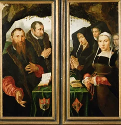 Dos paneles de altar con donantes (pintura sobre madera de roble)