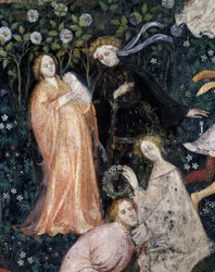 Aristócratas en el campo, (detalle) del Mes de Mayo, Ciclo de los Meses