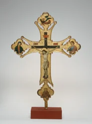 Cruz procesional, c. 1320 (óleo sobre lienzo sobre madera)