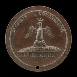 Águila coronada en un montículo entre aguas [reverso], 1523