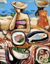 Almuerzo colorido en la playa