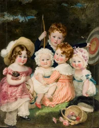 Retrato de los cinco hijos mayores del 2º conde de Bradford (1789-1865), c.1821-74 (óleo sobre lienzo)