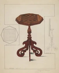 Mesa de tablero de ajedrez, c. 1936