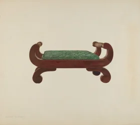 Taburete - Caoba con cubierta de pelo de caballo, c. 1939