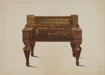 Melodeón convertido en escritorio, c. 1937