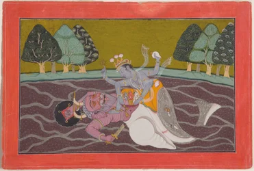 Matsya, la encarnación de Visnú en forma de pez, hacia 1745