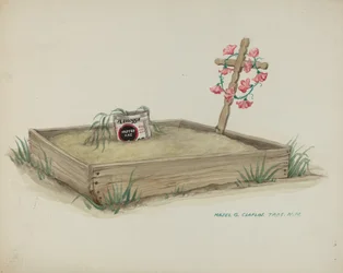 Tumba de Niño con Cruz de Madera Hecha a Mano, c. 1937