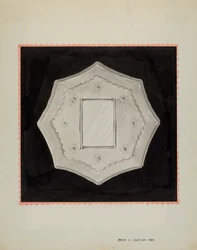 Pequeño espejo enmarcado de hojalata, c. 1937
