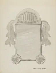 Pequeño espejo enmarcado de hojalata, c. 1937