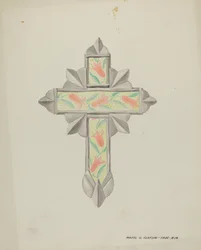 Cruz de estaño y papel pintado, c. 1937