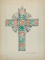 Cruz de Estaño y Vidrio Pintado, c. 1937