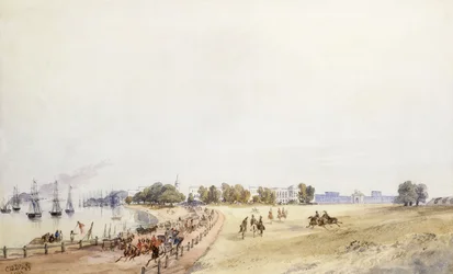 Vista del fuerte y la ciudad, Calcuta, 1854