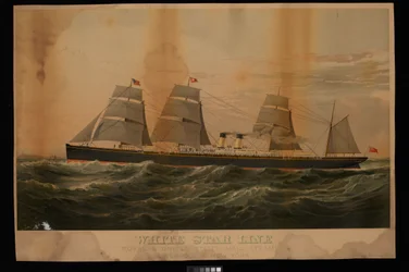 White Star Line Royal  United States Mail Steamers Liverpool  New York Britannic (cromolitografía)