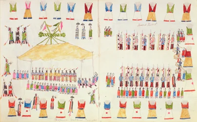 Corazón de Oso. Pow-wow de Medicina Cheyenne, de un libro de bocetos hechos en Fort Marion, St Augustine, Florida, 1877