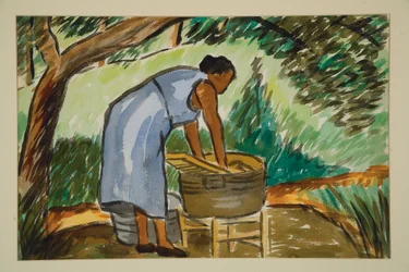 Mujer lavando, c. 1934 (acuarela)