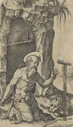 San Jerónimo arrodillado ante un crucifijo, de la serie 