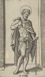 San Job, con una capa, de la serie 
