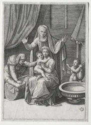 La Virgen y la cuna con Santa Isabel y Santa Ana, 1520