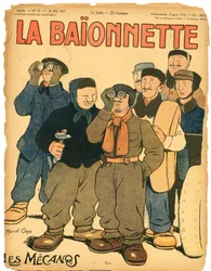Portada de “La Baionnette”, Satírico en colores