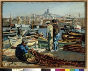 Pecheurs sur le quai du port de Marseille Pintura de Marcel Leprin (1891-1933) Mención obligatoria: Collection fondation regards de Provence, Marseille