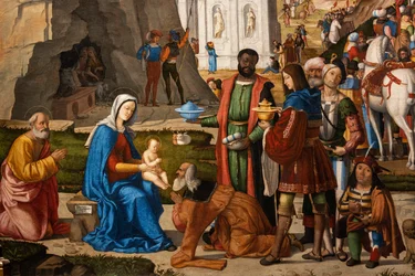 Adoración de los Reyes Magos, detalle