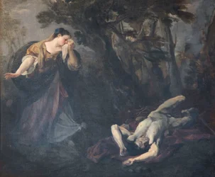 Santa Margarita de Cortona encuentra el cuerpo de su amante