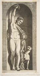 Un fauno de pie en un nicho sosteniendo un racimo de uvas con su mano derecha, ca. 1515-27