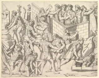 Speculum Romanae Magnificentiae: Soldados romanos fortificando su campamento, de Trajano