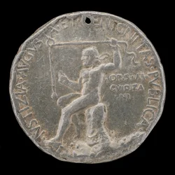 Figura laureada sosteniendo una plomada [reverso]