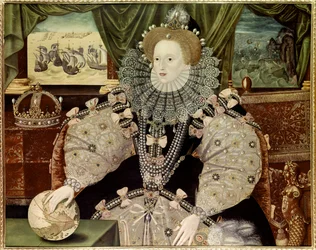 Retrato de la reina Isabel I de Inglaterra, conocido como el retrato de la Armada, c.1588 (óleo sobre tabla)