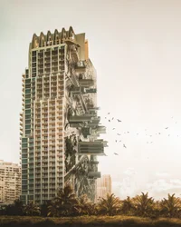 Rascacielos con jardín vertical